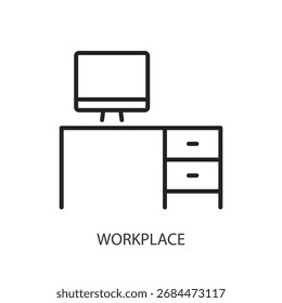 Workplace thin line vector icons.