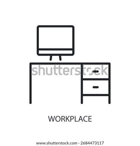 Workplace thin line vector icons.