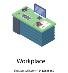 Workplace vector design, isometric icon 
