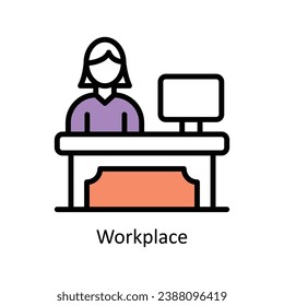 Workplace vector  Filled outline Design illustration. Symbol on White background EPS 10 File