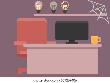 workplace. Vector graphics. substrate. desk and computer
