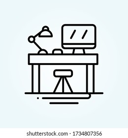 ilustración de estilo de icono vectorial de lugar de trabajo. Símbolo de inicio y nuevo negocio EPS 10