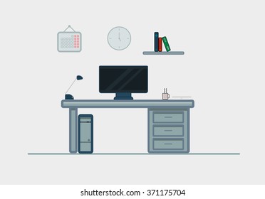 Workplace Vector Illustration Stock Vector (Royalty Free) 371175704 ...