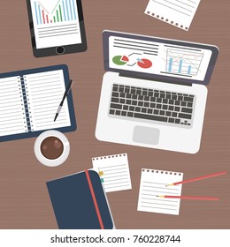 Workplace vector illustration. Flat style vector illustration.