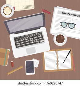 Workplace vector illustration. Flat style vector illustration.