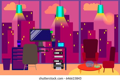 Workplace. Vector illustration. Office concept. Workspace design.