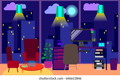 Workplace. Vector illustration. Office concept. Workspace design.
