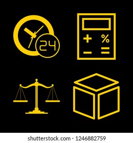 workplace vector set. With balance, calculator and work hours icons in set