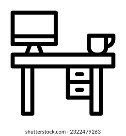 Workplace Vector Thick Line Icon For Personal And Commercial Use.
