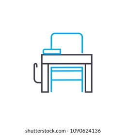 Workplace vector thin line stroke icon. Workplace outline illustration, linear sign, symbol concept.