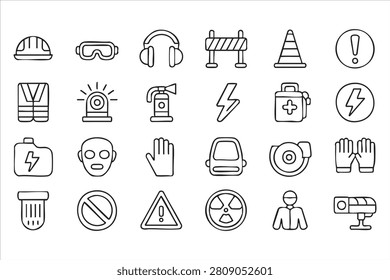 Workplace warning and first aid symbols for compliance documentation