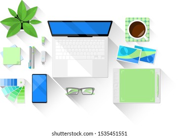 Workplace web designer. Vector graphics.