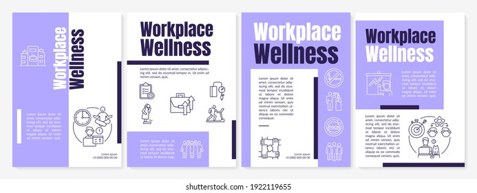 Workplace Wellness Brochure Template. Health Promotion Advices. Flyer, Booklet, Leaflet Print, Cover Design With Linear Icons. Vector Layouts For Magazines, Annual Reports, Advertising Posters