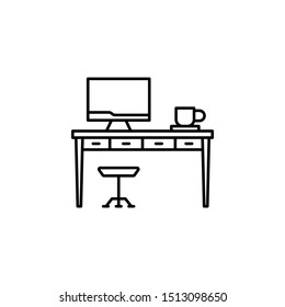 Workplace, work table icon. Element of workplace thin line icon