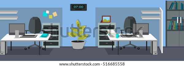 Workplace Working Break Horizontal Web Banner Stock Vector