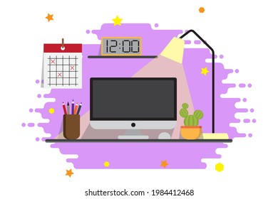 workplace workspace flat vector illustration art 