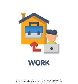 Works from home flat icon style design illustration on white background eps.10