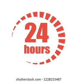 Works round the clock 24 hours. Icon. Vector illustration.