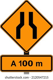 Works Signaling Boards, Center lane narrowing, Traffic signs used in Brazil