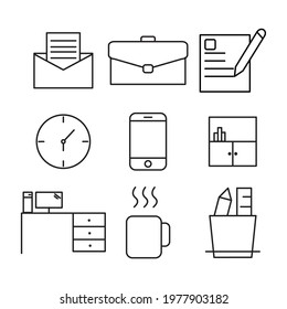 works space icons set. works space pack symbol vector elements for infographic web.