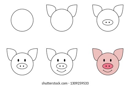 How To Draw A Pig Step By Step