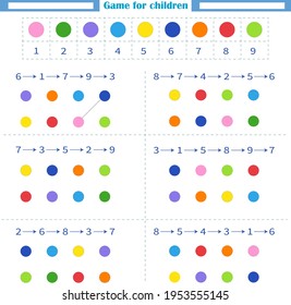 Hoja de trabajo para niños. Dibujar las líneas según las flechas indicadas en el ejemplo