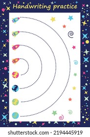 Hoja de trabajo para niños. Formación de competencias motrices finas. Un juego educativo para niños de preescolar. Ilustración vectorial.