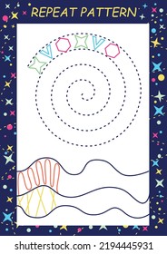 Worksheet for children. Training of fine motor skills. An educational game for preschool children. Vector illustration.