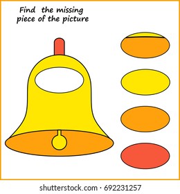 Worksheet for Children.  Visual logic puzzle: Find missing piece - Puzzle game for kids. 