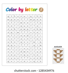 worksheet. Color by letters. Learning alphabet, letters. worksheet for preschool children, kids. ABC Coloring Book for children. Puzzle for children. 