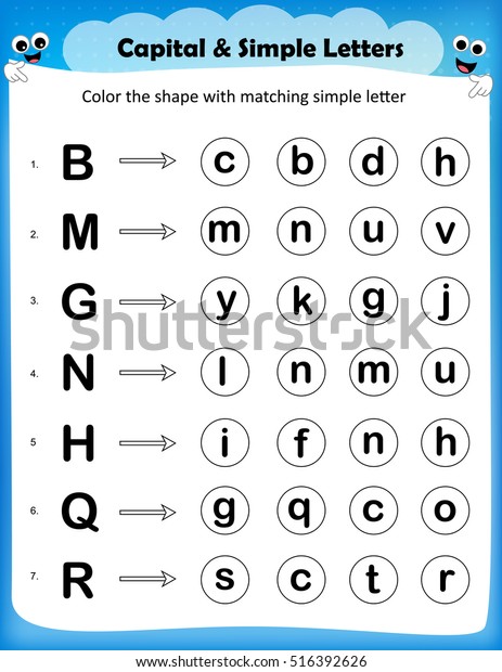 Worksheet Color Circle Matching Simple Letter Stock Vector (Royalty