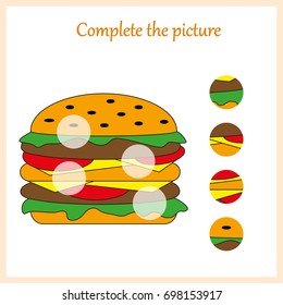 Worksheet. Complete the picture, puzzle task, game for kids. 