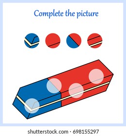 Worksheet. Complete the picture, puzzle task, game for kids. 
