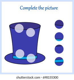 Worksheet. Complete the picture, puzzle task, game for kids. 