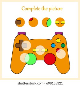 Worksheet. Complete the picture, puzzle task, game for kids. 