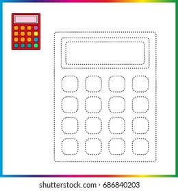 Worksheet, connect the dots and coloring page - game for kids. Restore dashed line - trace game for children. 