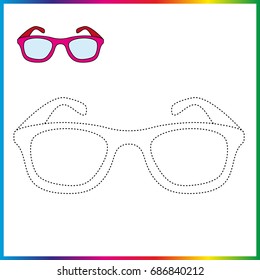 Worksheet, connect the dots and coloring page - game for kids. Restore dashed line - trace game for children. 