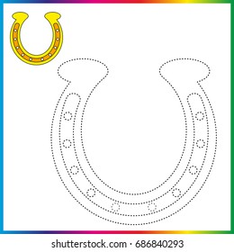 Worksheet, connect the dots and coloring page - game for kids. Restore dashed line - trace game for children. 