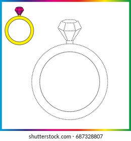 Worksheet, connect the dots and coloring page - game for kids. Restore dashed line - trace game for children. 