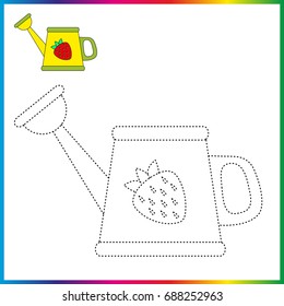 Worksheet,  , connect the dots and coloring page - game for kids. Restore dashed line - trace game for children. 