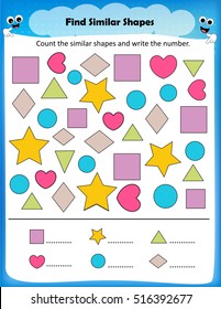 Worksheet - Count Similar Shapes Worksheet For Preschool Kids