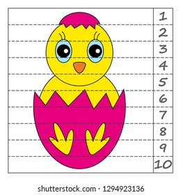 Worksheet. Cut and complete. Game for kids, children. Math Puzzles.  