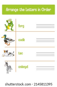 Worksheet design for arranging letters illustration
