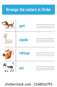 Worksheet design for arranging letters illustration