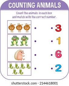Worksheet design for counting animals illustration