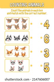 Worksheet design for counting animals illustration