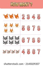 Worksheet design for counting numbers illustration