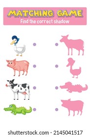 Worksheet design for matching animals illustration