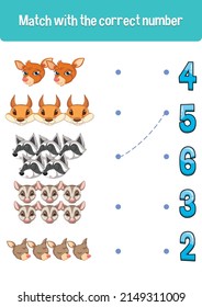 Worksheet design for matching numbers illustration