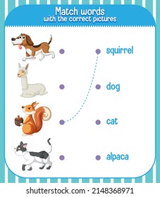 Worksheet design for matching words illustration
